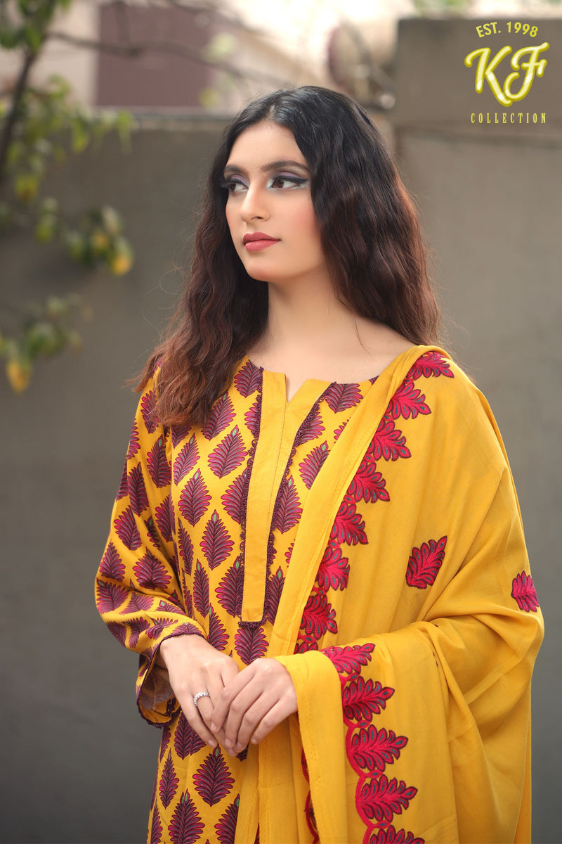 3 piece marina with karahi shawl