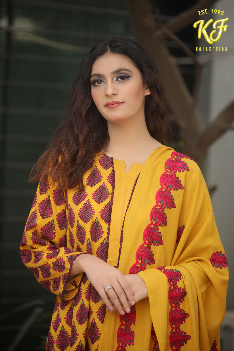 3 piece marina with karahi shawl