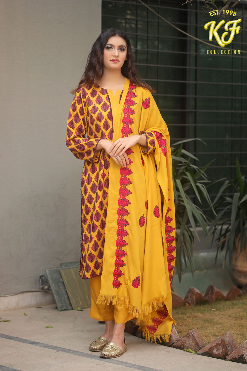 3 piece marina with karahi shawl