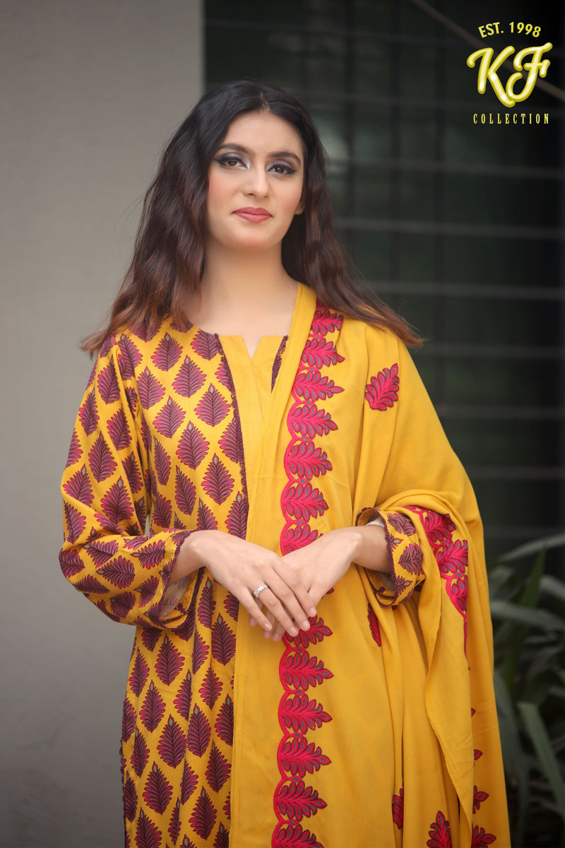 3 piece marina with karahi shawl