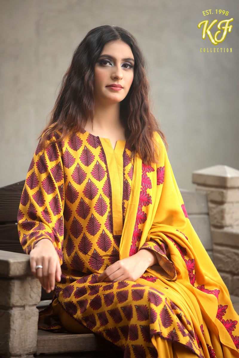 3 piece marina with karahi shawl