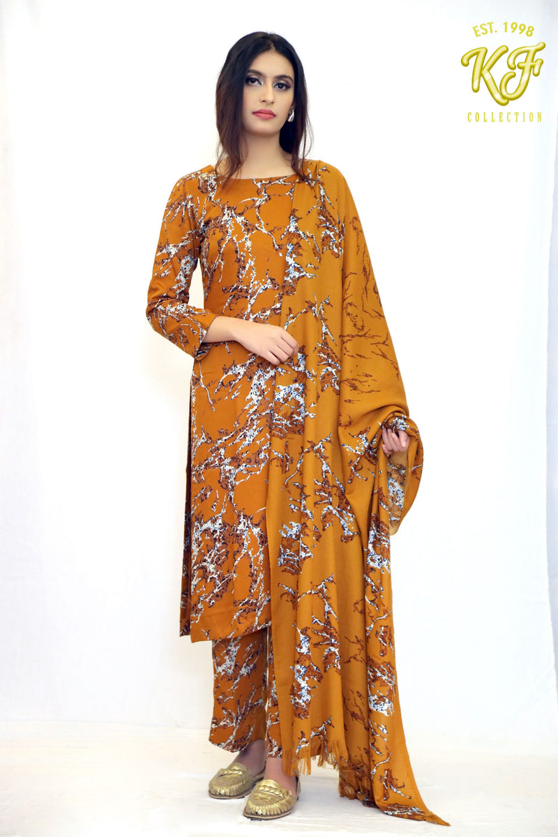 Mustard Printed 3-Piece imported Marina Suit