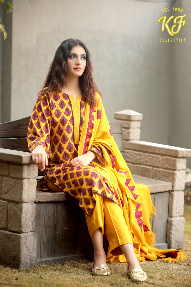 3 piece marina with karahi shawl